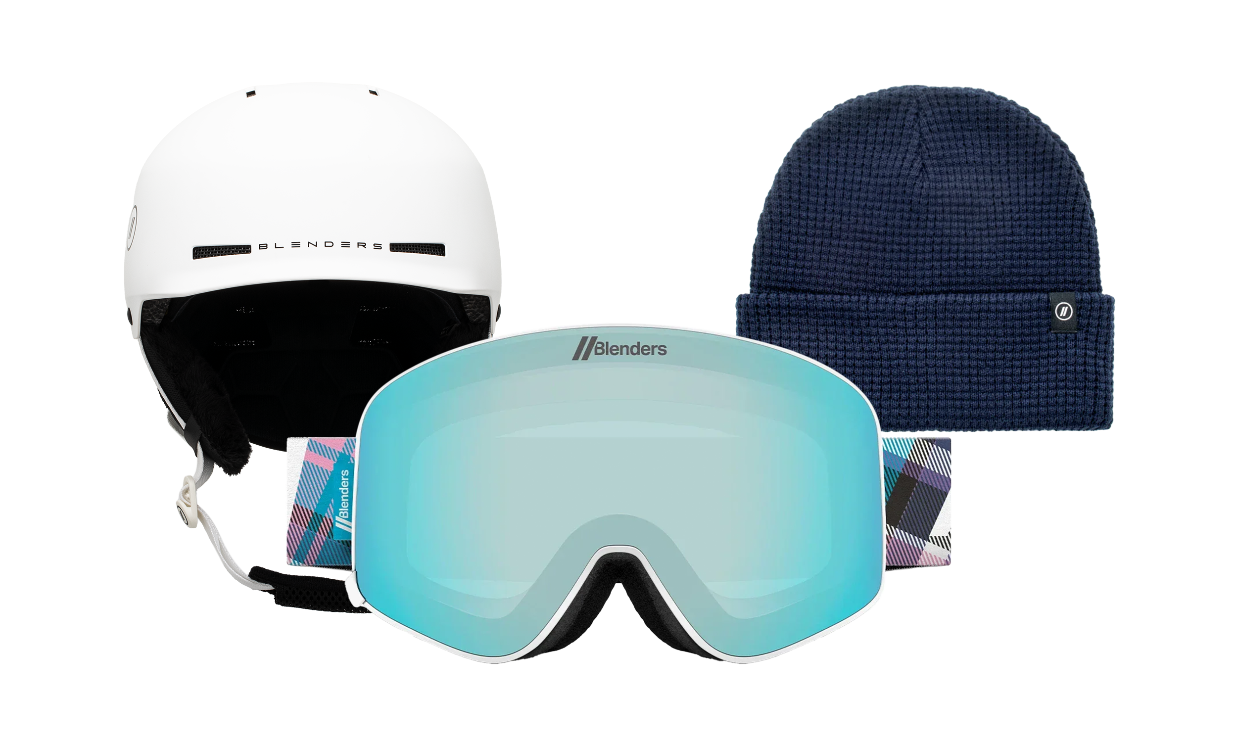 Aura | Blue/Pink Plaid - Chip Mips White - Navy Beanie